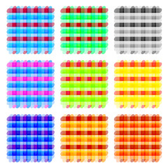 Nine color variants of a seamless checked pattern