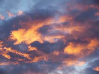 sunset sky with clouds above the forest