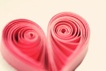 Quilling handmade heart. Made of paper heart in quilling style