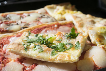 pizza with  arugula mozzarella and salmon