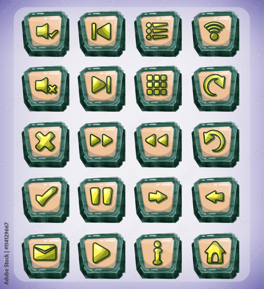 Poster buttons game art for game and animation, game design asset