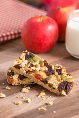 Healthy Snack with apple and milk.