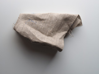 burlap on a gray background