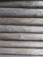 Fototapeta premium Old log cabin wood wall. background