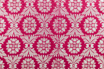 Embroidered textile oriental shiny handmade pattern made of threads