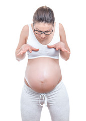 Pregnancy woman over white