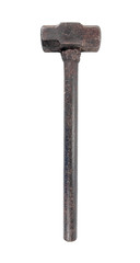 Old rusty sledge hammer isolated on white background.Old metal h