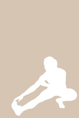 Composite image of female athlete stretching