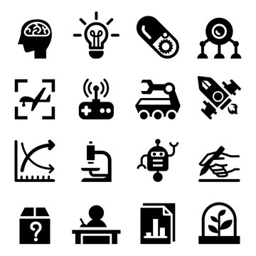 Invention & Research icon set