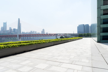 Fototapeta na wymiar empty floor with cityscape and skyline of chongqing