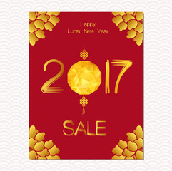 Chinese New Year sale design template. The year of lantern, chinese paper cut arts