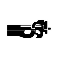 Firearms P-90. Black simple icon. Flat style for web and mobile