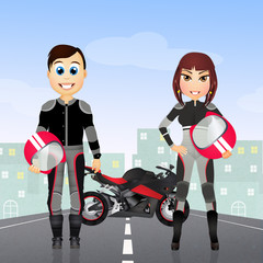 couple with motorcycle