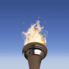 Composite image of the olympic fire