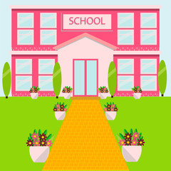 School building vector illustration. School , educational institution. Flat style