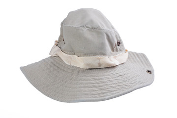 Bucket hat - Asian cowboy hat closeup isolated on a white background.