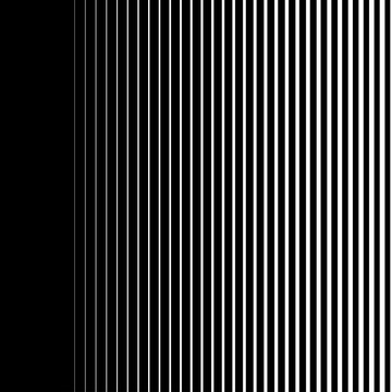 Gradient lines seamless background vector pattern, vertical black stripes, parallel white lines from thick to thin