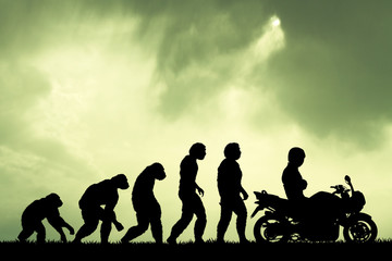 Naklejka na ściany i meble human evolution with motorcycle