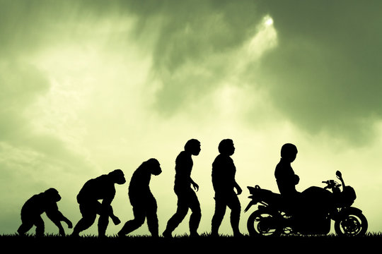 human evolution with motorcycle