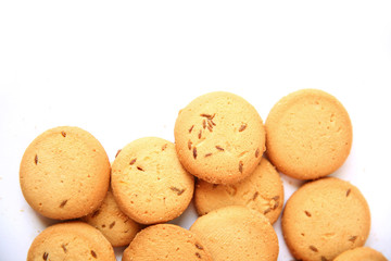 Shortbread cumin biscuit isolated on white background