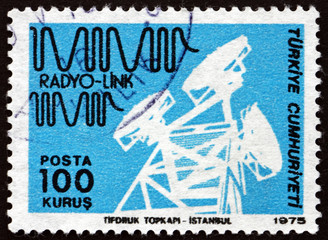 Postage stamp Turkey 1975 Radio Transmitter and Waves