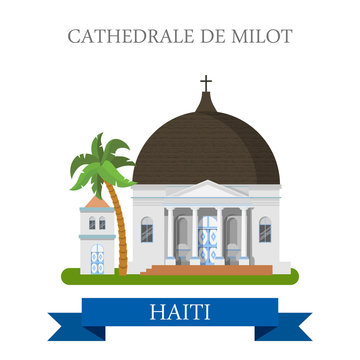 Cathedrale de Milot in Haiti flat vector illustration