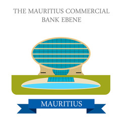 The Mauritius Commercial Bank Ebene. Flat vector illustration