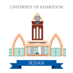 University of Khartoum Sudan Flat style vector illustration