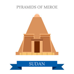 Pyramids Meroe Sudan Flat style historic web vector illustration