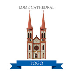 Lome Cathedral in Togo Flat historic web vector illustration