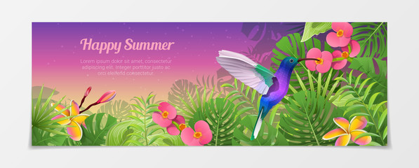 Happy summer tourism travel agency web vector illustration