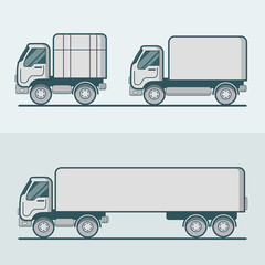 Truck lorry van transport Linear stroke outline flat vector