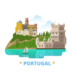 Portugal country design template Flat cartoon style web vector