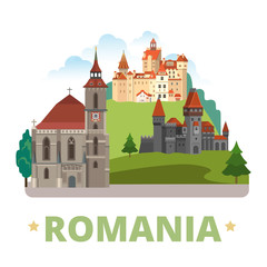 Romania country design template Flat cartoon style web vector - obrazy, fototapety, plakaty