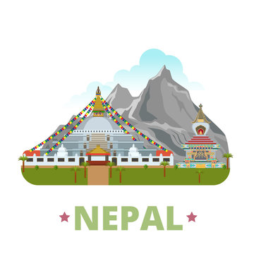 Nepal Country Design Template Flat Cartoon Style Web Vector