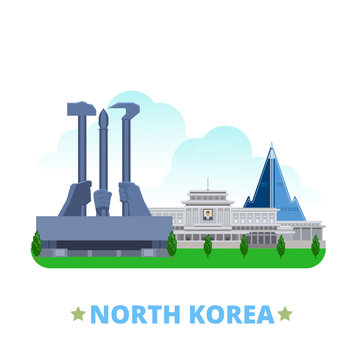 North Korea country design template Flat cartoon style vector