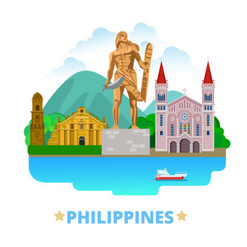 Philippines country design template Flat cartoon style web vector