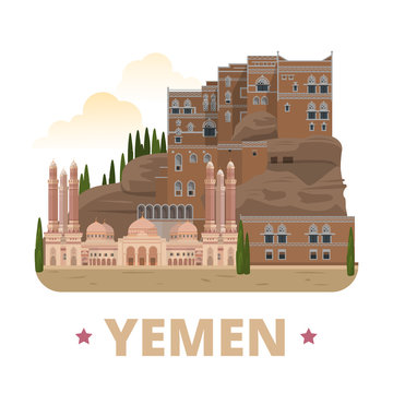Yemen country design template Flat cartoon style web vector