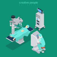 Isometric medical hospital computer doctor Flat 3d vector