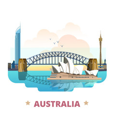 Australia country design template Flat cartoon style web vector - obrazy, fototapety, plakaty