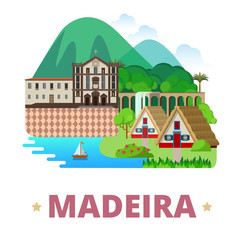 Obraz na płótnie Canvas Madeira Island design template Flat cartoon style web vector