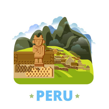 Peru Country Design Template Flat Cartoon Style Web Vector