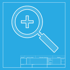 Fototapeta premium Zoom sign illustration. White section of icon on blueprint template.