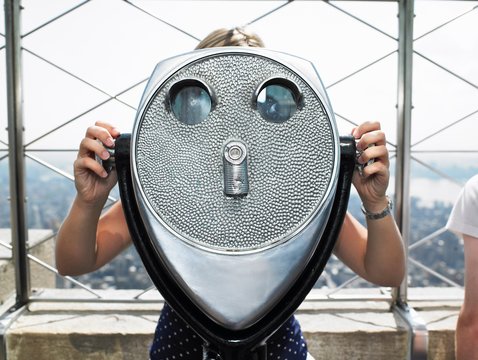 Looking through binoculars