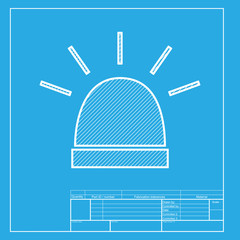 Police single sign. White section of icon on blueprint template.