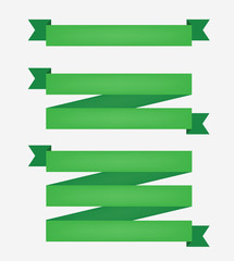 Green simple vector ribbon set
