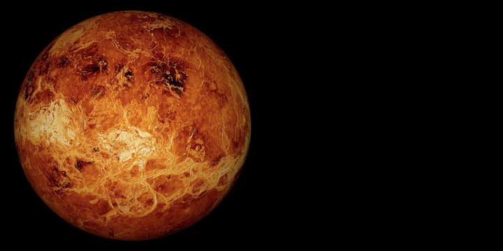 3D render the planet Venus on a black background, high resolution.