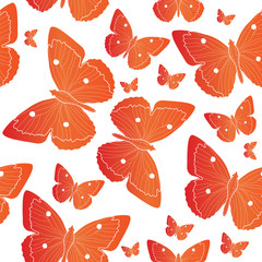 Orange Butterfly seamless pattern. Summer mood background. Vector illustration