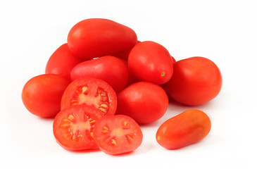 Red cherry tomatoes pear-shape form isolated
