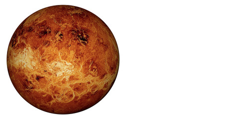 Fototapeta premium 3D render the planet Venus on a white background, high resolution.